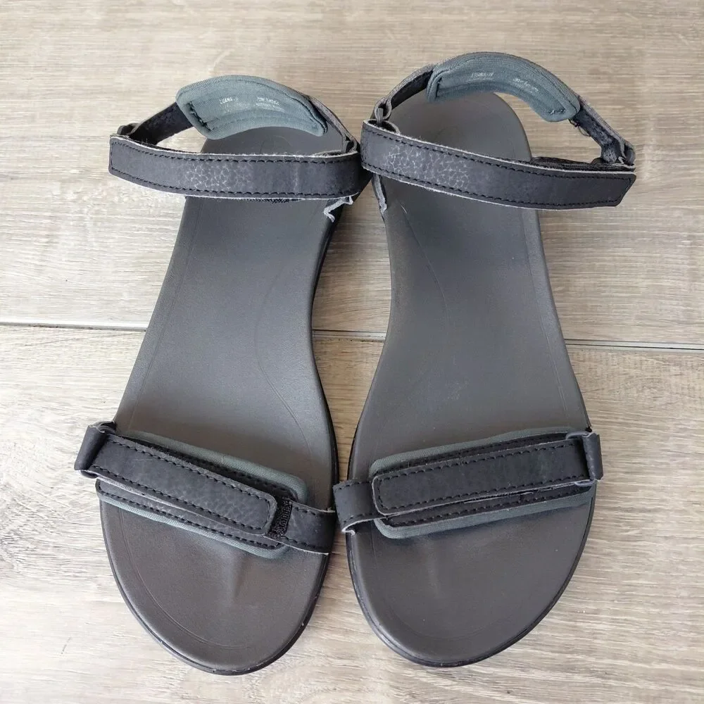 Olukai Sandals Women 9 Black Luana Strappy Adjustable Ankle Slingback Beach Shoe